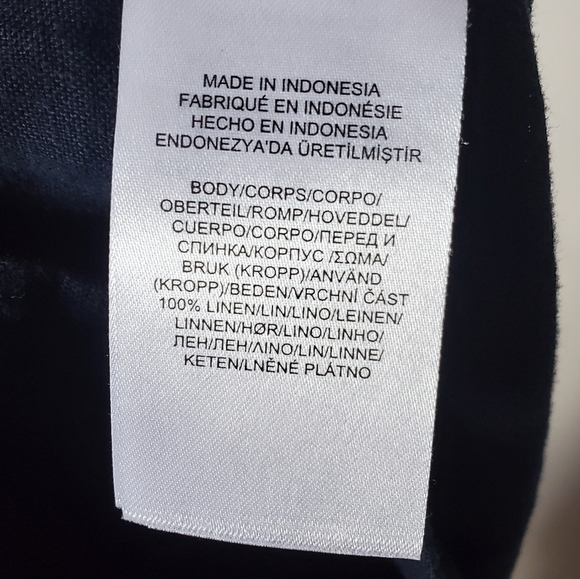 Ralph Lauren 100% Linen Belted High Waist Pants Navy Blue with Pockets - Picture 5 of 8